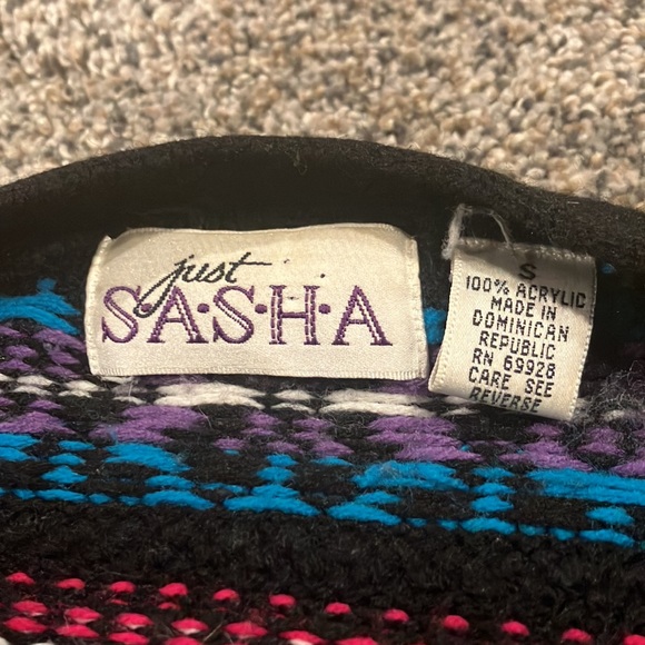 Just Sasha Button Up Cardigan Vintage 80's Horizontal Stripe Grandpa Women's S - Picture 3 of 5